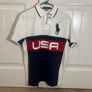 NWT EXTREMELY RATE USA Big Pony Polo Shirt Custom Slim Fit Medium